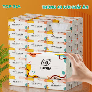 Mua ngay giảm giá ￼Giấy ăn rút Topgia thùng 40 gói đa sắc cao cấp 240 tờ 4 lớp, dập vân 4D, mềm mịn, thấm hút tốt