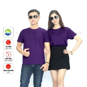 Áo Thun Ngắn Tay Cổ Tròn Thoitrang24h Phom Xuông Màu Tím Đậm Phom Xuông Cho Cả Nam Và Nữ