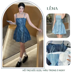 (CÓ BIGSIZE) Váy 2 dây xòe LENA -Đầm 2 dây thắt eo dáng A dạo phố trẻ trung