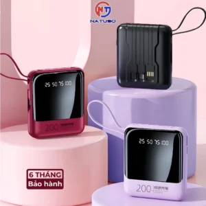 Sạc dự phòng 20000mAh Natuso P301 dung lượng pin lớn tích hợp dây sạc nhanh cho nhiều điện thoại