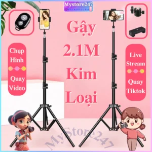 Gậy Livestream, Giá Đỡ Chụp Hình 3 Chân Cao 2.1M, Chắc Chắn, Siêu Bền Bỉ 2M1, Tiện Dụng Mang Đim