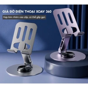 Giá Đỡ Điện Thoại, Máy Tính Bảng HỢP KIM NHÔM Xoay 360, Kệ Để Điện Thoại Xem Phim Livestream