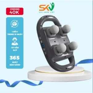 Súng massage 4 đầu đa năng, thiết bị mát xa thư giãn cơ thể, rung tần số cao, pin 2000mAh, dùng 120p