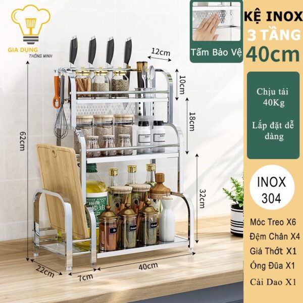 Kệ gia vị Inox cao cấp 2, 3 tầng